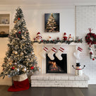 Book Lover Christmas Tree Canvas Wall Art, Stacked Books Holiday Decor for Home Library and Reading Room