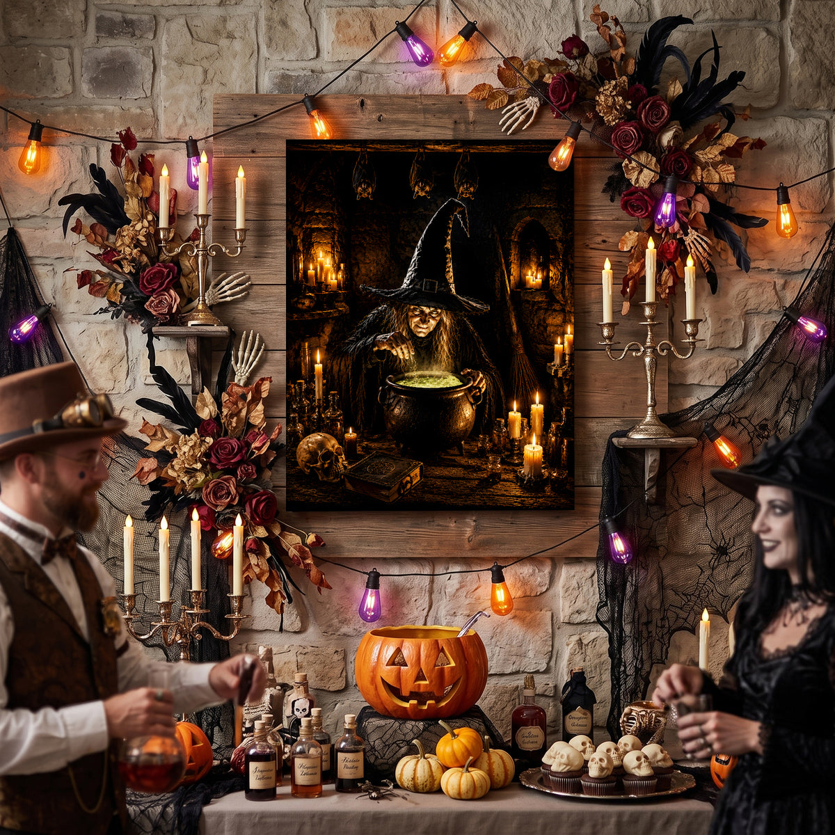 Witch’s Potion Halloween Canvas Wall Art, Gothic Witchcraft Decor