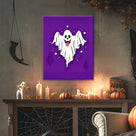Playful Starry Ghost Halloween Canvas Wall Art