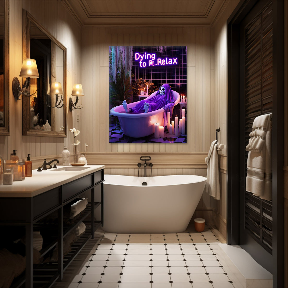 Dying to Relax Halloween Bathroom Wall Art
