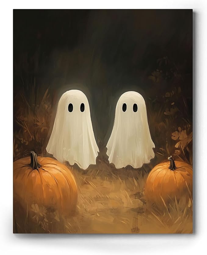 Funny Cute Ghosts with Pumpkin