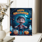 Little Zombie’s Halloween Night Canvas Wall Art for Kids