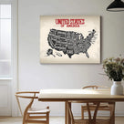 United States State Map Vintage Black and White U.S. Map Illustration Wall Art