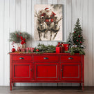 Santa Claus Sleigh with Reindeer Christmas Canvas Wall Art, Vintage Holiday Artwork for Living Room and Entryway