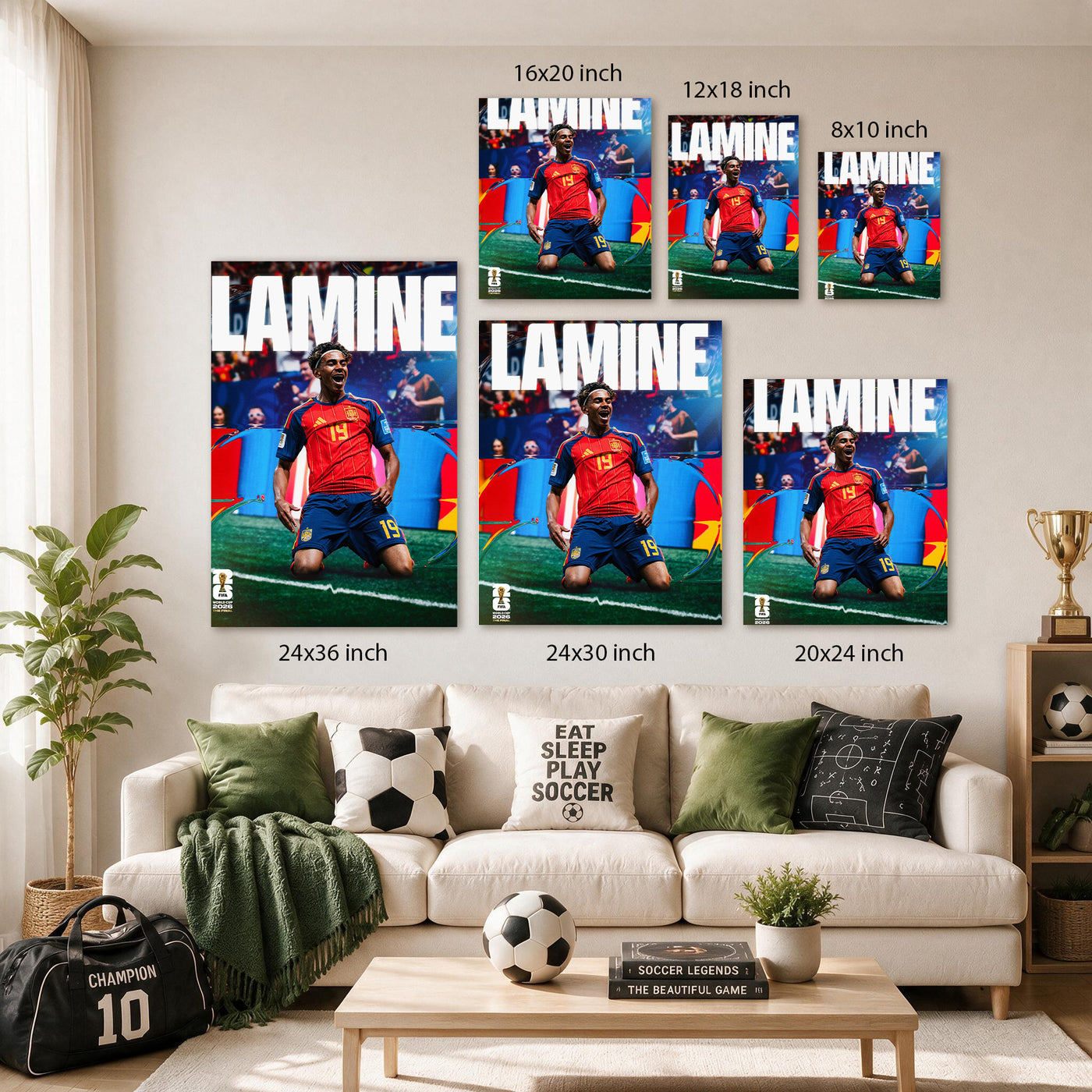 Lamine Yamal Goal Celebration Canvas Wall Art – Spain No. 19 Soccer Print