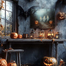 Three Friendly Ghosts Whimsical Haunted Forest Illustration Halloween Wall Art