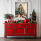 Decorated Christmas Tree Canvas Wall Art with Gifts, Festive Holiday Artwork for Living Room, Bedroom and Entryway