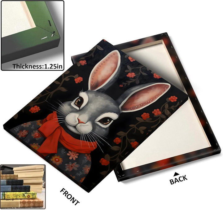 Easter Modern Easter Bunny Canvas Wall Art, Stylish Bunny Home Decor Print Painting Spring Aesthetic Artwork, Rustic Easter Charm Holiday Gift Nursery Living Room Decoration