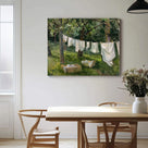 Rustic Garden Clothesline Impressionist Backyard Laundry Day Painting Wall Art