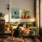 Black Cat Water Lily Wall Art