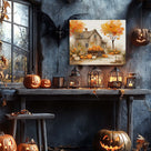 Autumn Pumpkin Farmhouse Charming Rustic Fall Harvest Illustration Wall Art