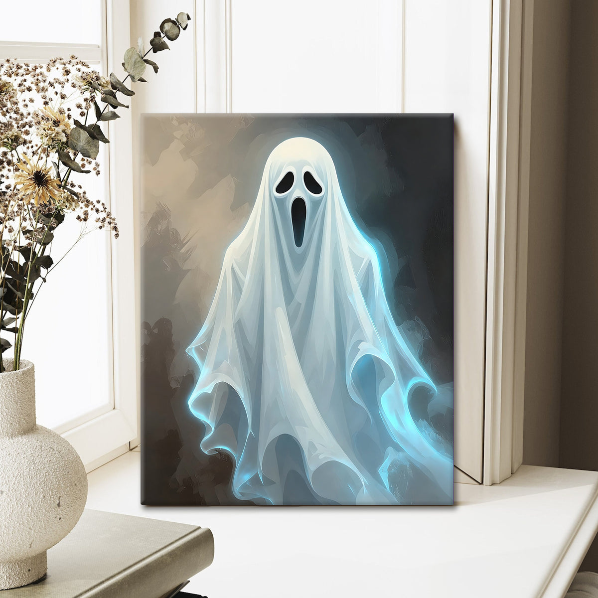 Glowing Ghost Halloween Canvas Wall Art