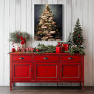 Book Lover Christmas Tree Canvas Wall Art, Stacked Books Holiday Decor for Home Library and Reading Room