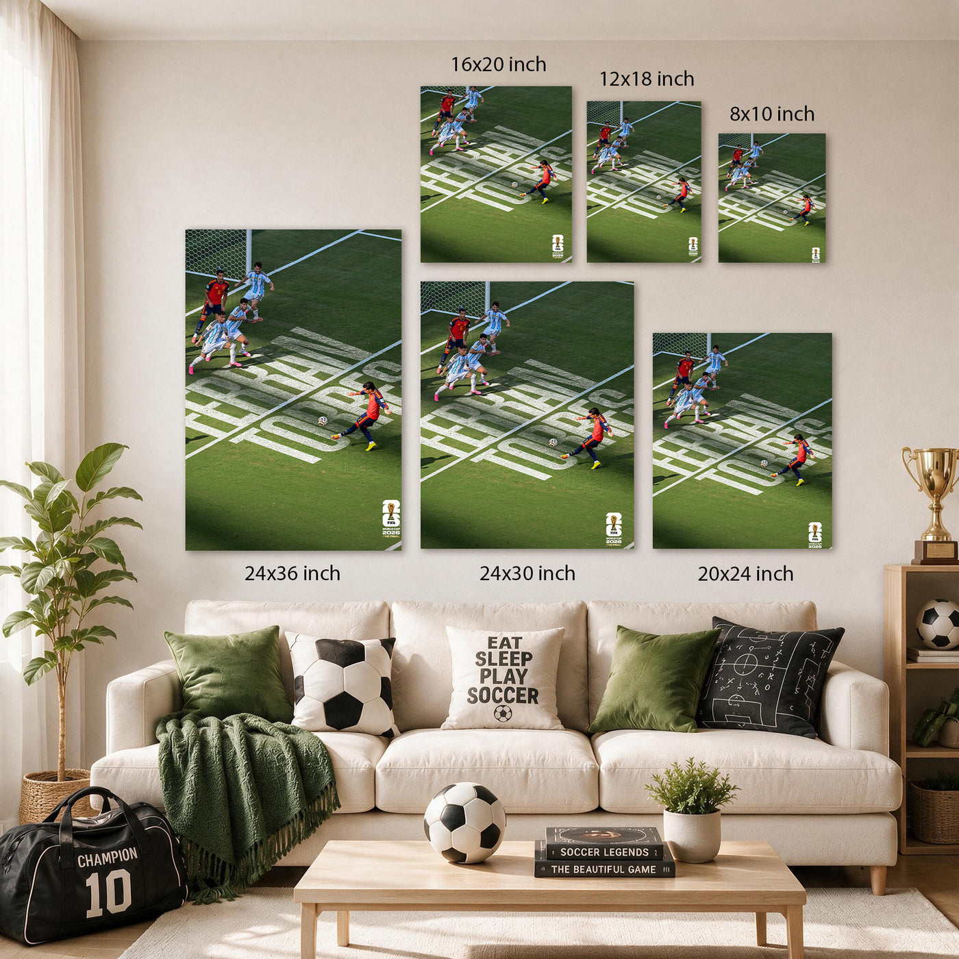 Spain vs Argentina Decisive Free Kick Canvas Wall Art – Soccer Final Moment Print