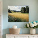 Impressionist Countryside Landscape Painting Golden Wheat Meadow Wall Art