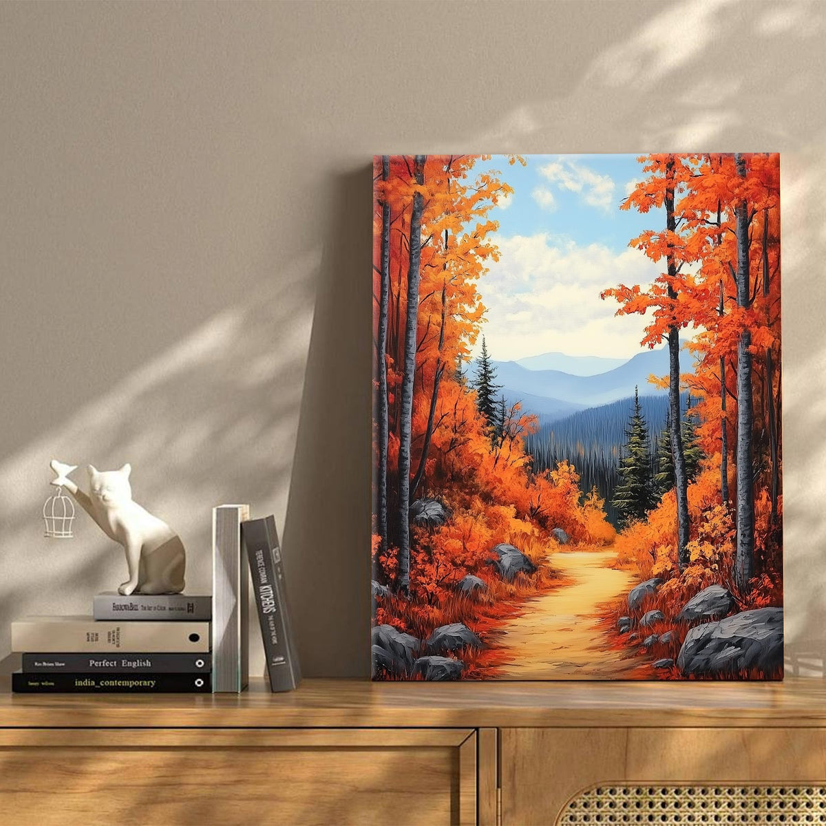 Autumn Mountain Orange Maple Forest Landscape Wall Art
