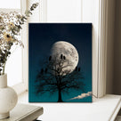 Moonlit Owl Tree Halloween Canvas Wall Art