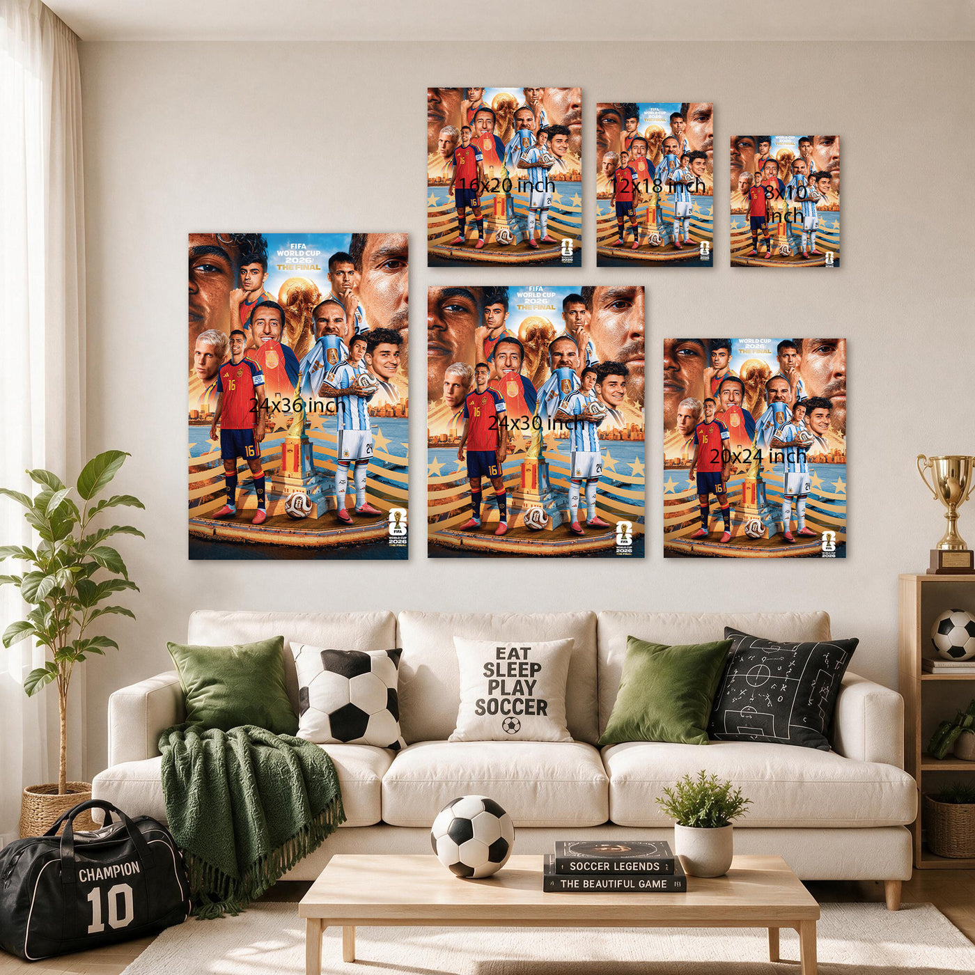 Spain vs Argentina Final Showdown Canvas Wall Art – Soccer Matchup Collage