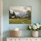 Impressionist Mountain Landscape Painting Alpine Mountain Cabin Wall Art