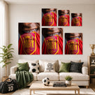 Spain Soccer Crest Kiss Canvas Wall Art – Red and Gold Team Pride Print