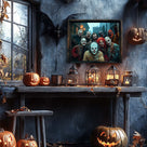 Creepy Clown Gang Halloween Canvas Wall Art – Haunted Horror Party Decor