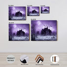 Haunted Mansion Halloween Canvas Wall Art, Full Moon Cemetery Decor