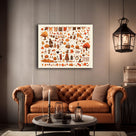 Autumn Cozy Halloween Doodle Collage Illustration Wall Art