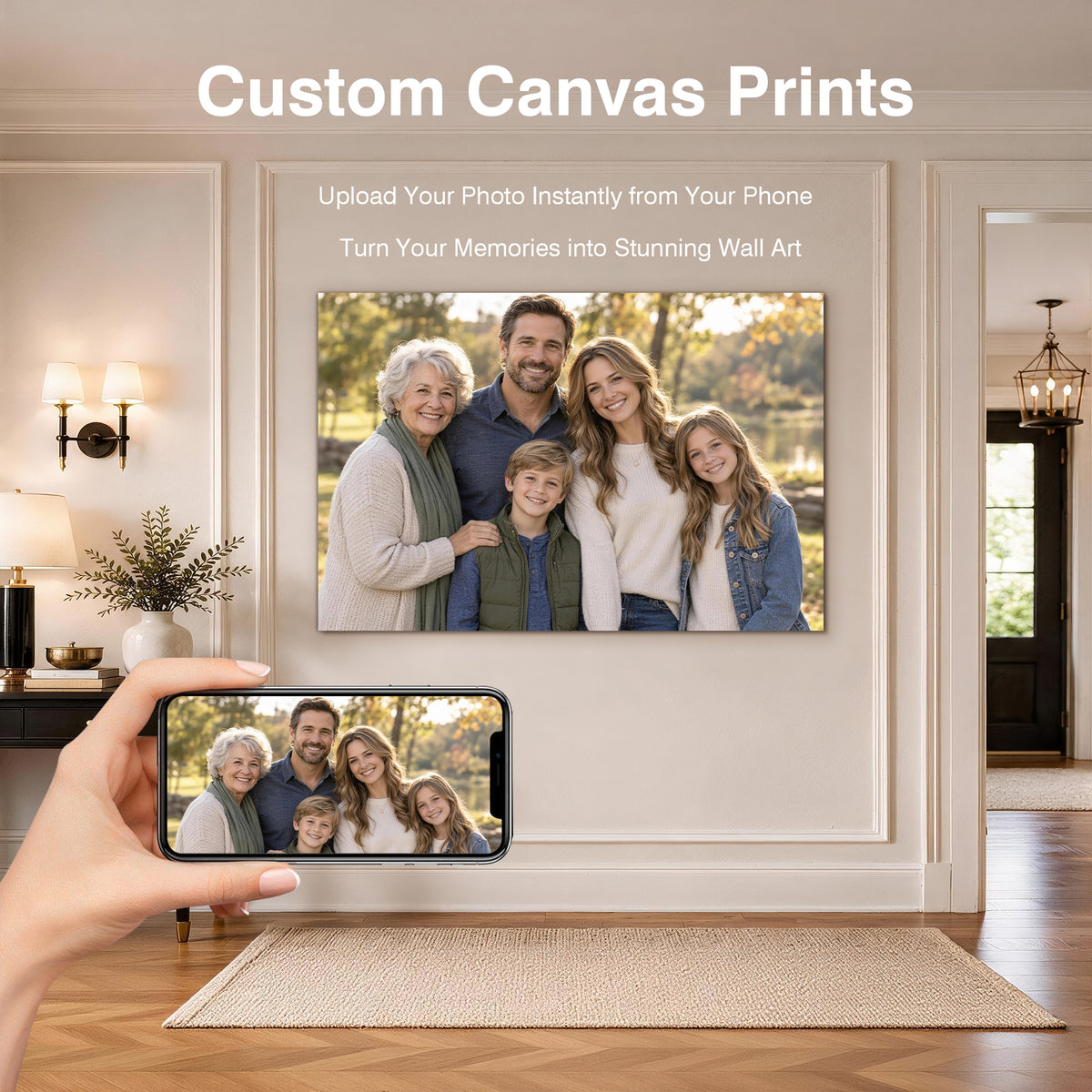 Custom Family Photo Canvas – Multi-Generation Portrait Wall Art