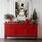 Snowman and Children Christmas Canvas Wall Art, Winter Family Holiday Artwork for Living Room, Bedroom and Entryway