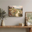 Wildflower Cottage Path Impressionist Countryside Landscape Painting Wall Art