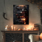Gothic Spellbooks and Magic Key Halloween Canvas Wall Art
