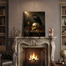 Halloween Raven Canvas Wall Art, Gothic Moonlit Bird Decor