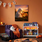 Little Ghosts & Candlelight Halloween Canvas Wall Art for Kids