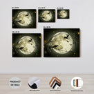 Raven Under the Harvest Moon Halloween Canvas Wall Art