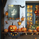 Spooky Ghost in Pumpkin Garden