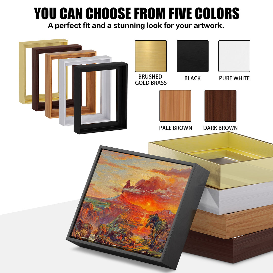 Canvas Floating Frame for Finished Canvas Artwork, Oil Painting Floater Frame for 1.25 Inch Deep Canvas, Gallery Style Picture Frame for Wall Decor with Mounting Hardware