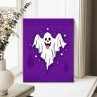 Playful Starry Ghost Halloween Canvas Wall Art