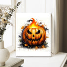 Pumpkin Flame Halloween Canvas Wall Art