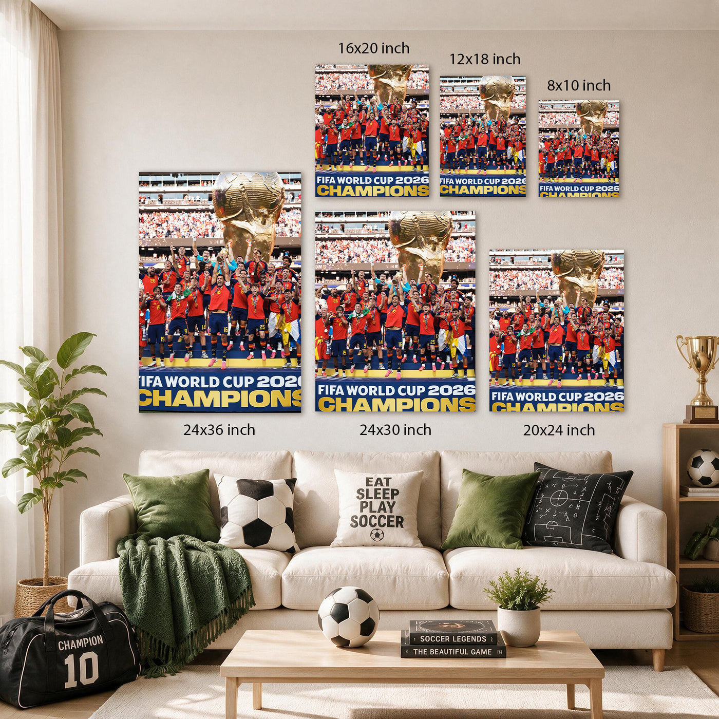 Spain Soccer Team Champions Canvas Wall Art – Trophy Celebration Print