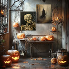 Vintage Smoking Skeleton Portrait Painting Wall Art
