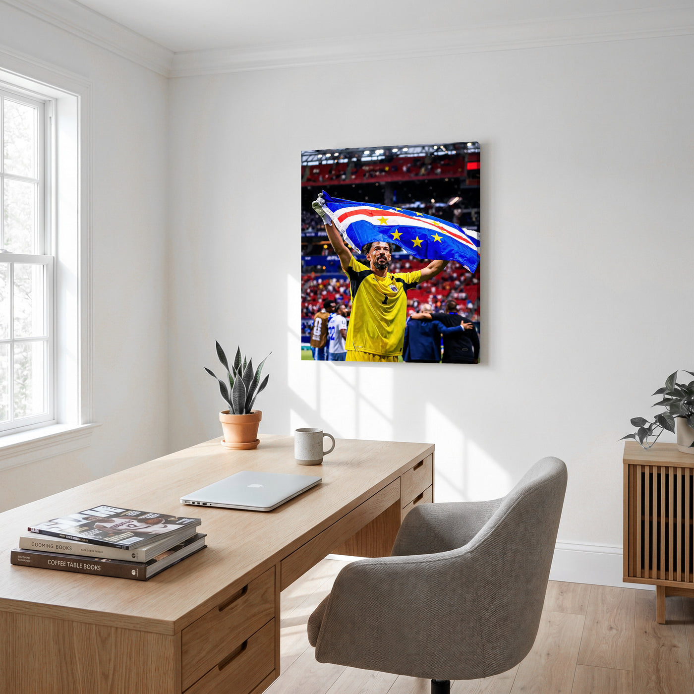 Cape Verde Goalkeeper Flag Canvas Wall Art – Soccer Stadium Print