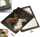 Easter Rabbits Canvas Wall Art, Adorable Hares Eating Leaves Oil Painting Home Decor, Nature-Inspired Wall Decor Stunning Lovable Bunny Canvas Prints for Living Room
