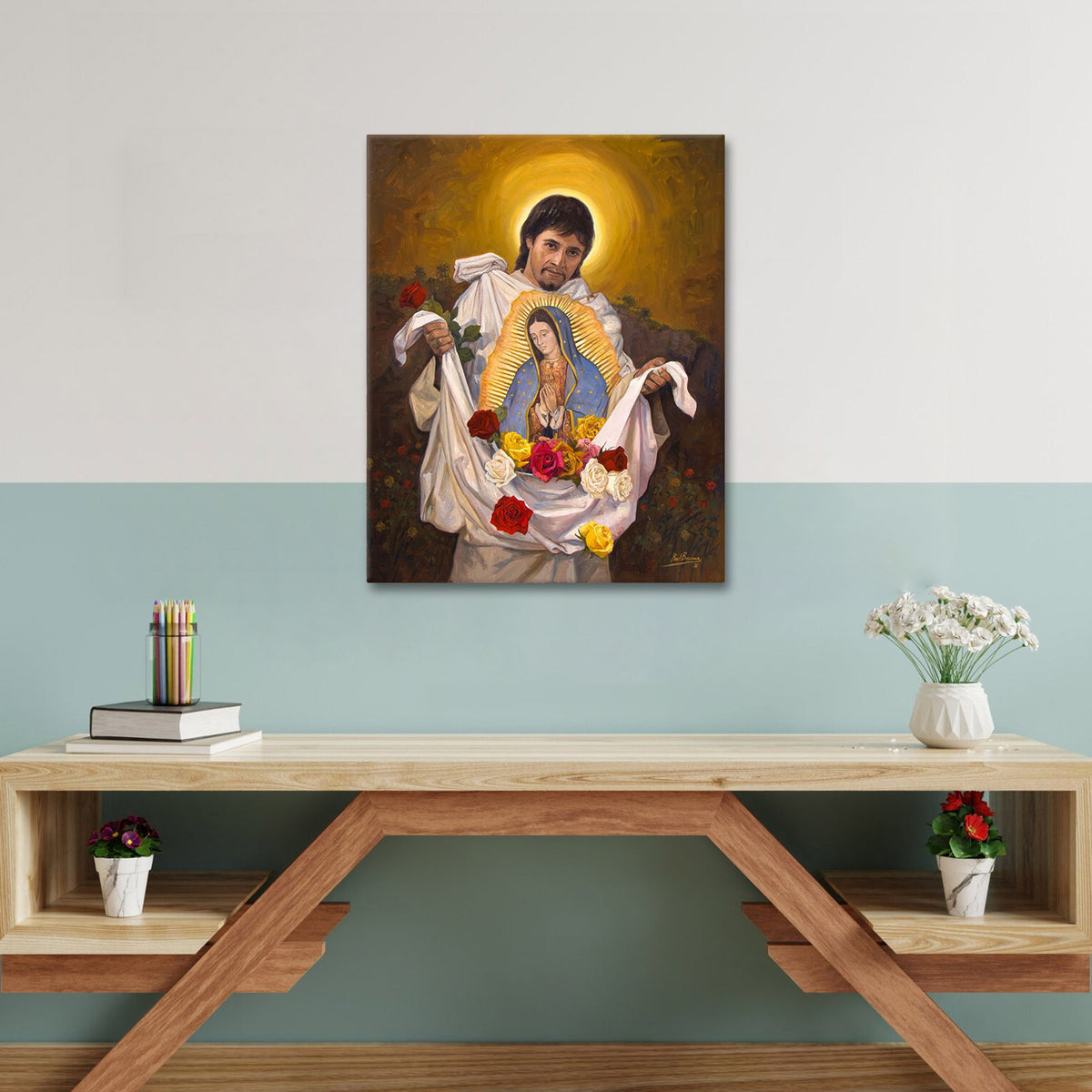 Mexican Catholic Devotional Painting Our Lady of Guadalupe Religious Wall Art
