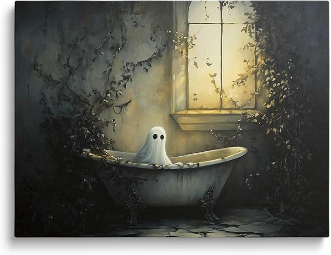 Little Ghosts Celebrate Halloween at Home Wall Art