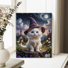 Cute Witch Cat Halloween Canvas Wall Art