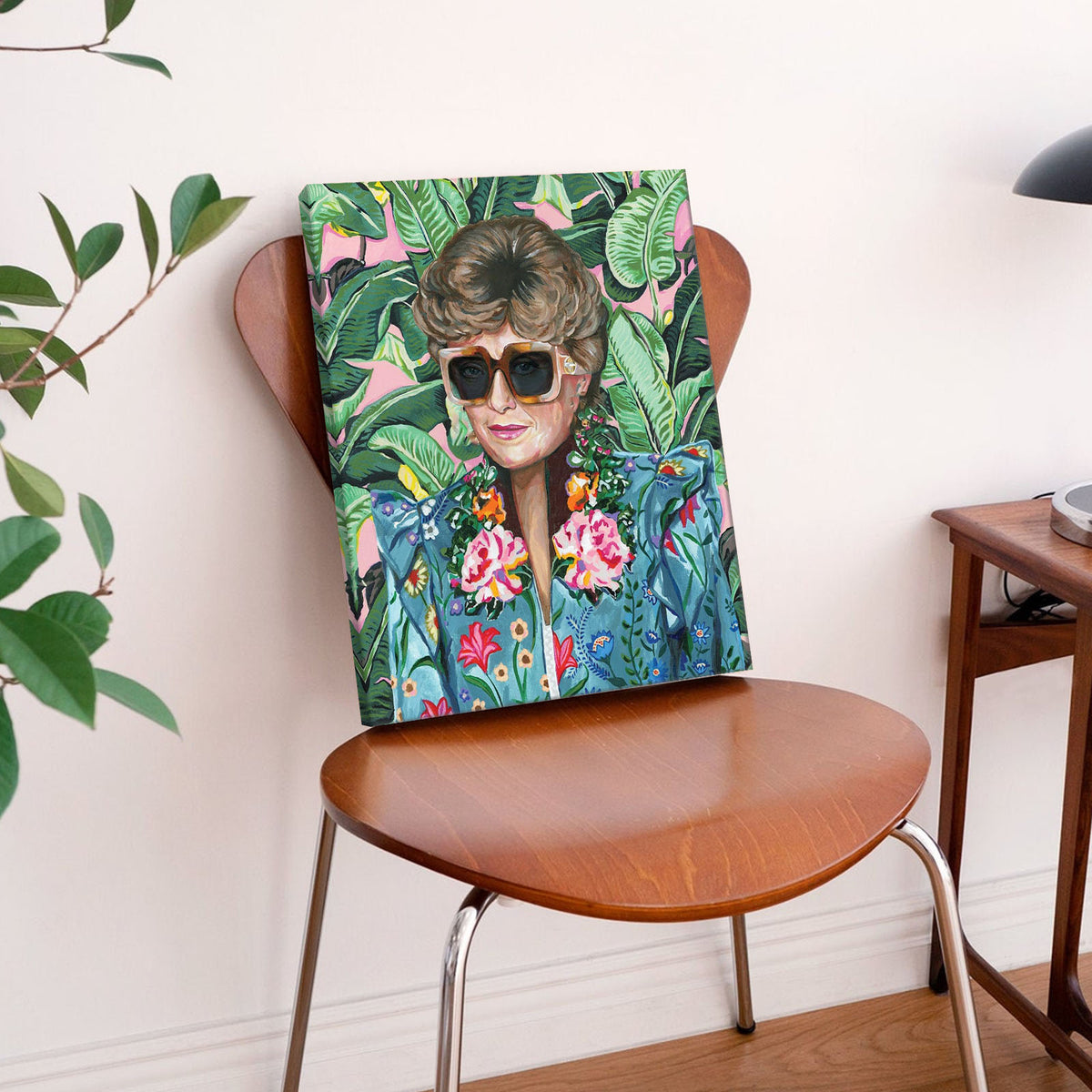 Bold Pop Art Botanical Portrait Painting Colorful Floral Fashion Wall Art