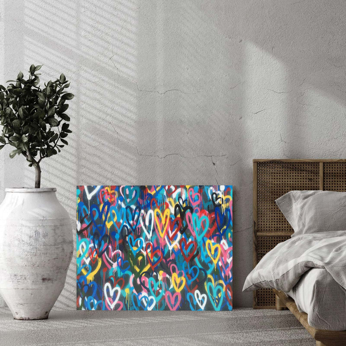 Colorful Graffiti Hearts Wall Art