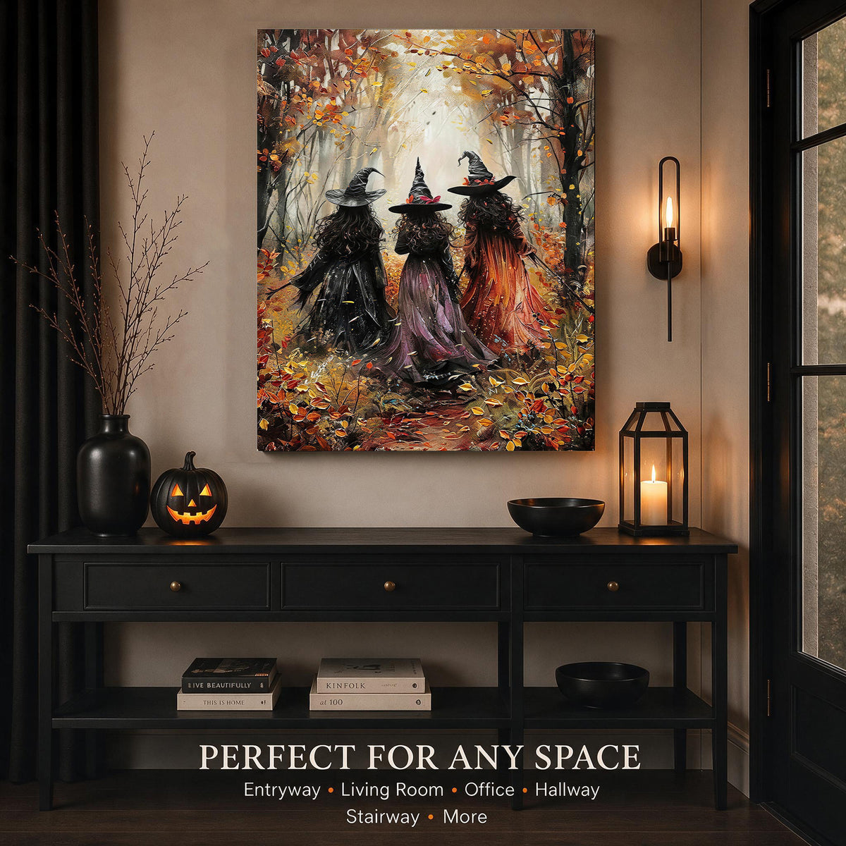 Autumn Coven Walk Halloween Canvas Wall Art