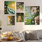 Ethereal Green Botanical Portrait Wall Art