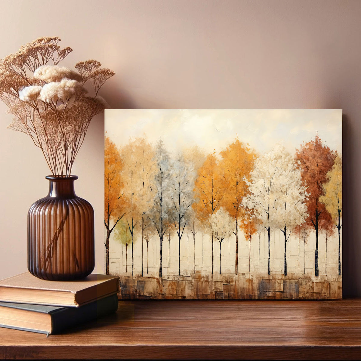 Modern Abstract Autumn Tree Landscape Painting Forest Wall Art